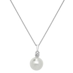 Silver Pearl & Cz Rh Plated Pendant 
