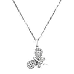 Silver Rhodium Plated Cz Pendant On Chain 