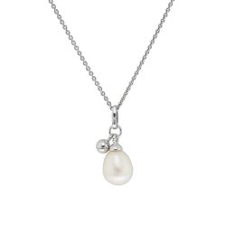 Silver Freshwatr Pearl And Charm Necklet 