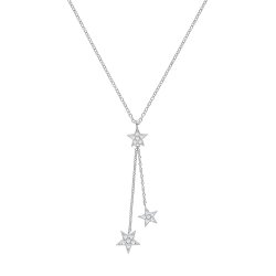 Silver Cz Triple Star Chain Necklet 