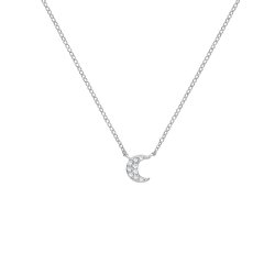 Silver Cz Crescent Moon Necklet 