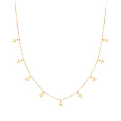 Silver Yellow Gold Plated Star Charms Necklet 