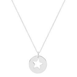 Silver Rhodium Plated Star Disc Necklet 