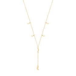 Silver Yellow Gold Plated Crescent Moon Charms Drop Necklet 