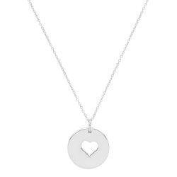 Silver Rhodium Plated Heart Disc Necklet 