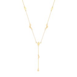 Silver Yellow Gold Plated Crescent Moon And Stars Drop Necklet 