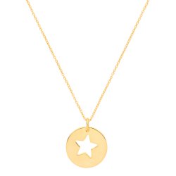 Silver Yellow Gold Plated Star Disc Necklet 