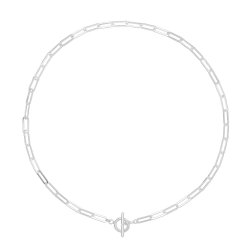 Silver Paper Clip And T Bar Necklet 