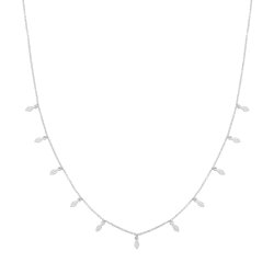 Silver Rhodium Plated Leaf Charms Necklet 