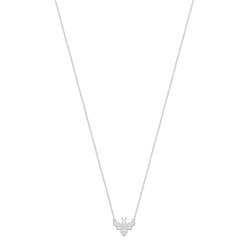 Silver Rhodium Plated Cz Bee Necklet 