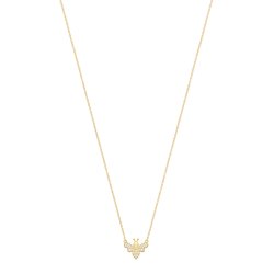 Silver Yellow Gold Plated Cz Bee Necklet 