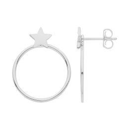 Silver Rhodium Plated Star Hoops 