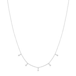 Silver Rhodium Plated Tear Drop Charms Necklet 