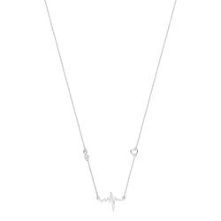 Silver Rhodium Plated  Heart Beat Necklet 