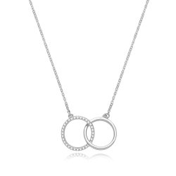 Silver Rhodium Plated Circle Link Necklace 