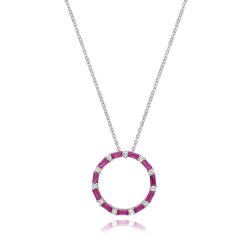 Silver Rhodium Plated Circle Necklace 