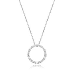 Silver Rhodium Plated Circle Necklace 