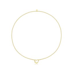 Silver Yellow Gold Plated Heart Clasp Bead Necklet 