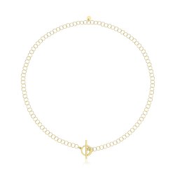 Silver Yellow Gold Plated Circle Link T-bar Necklet 