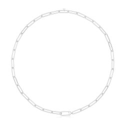 Silver Rhodium Plated Paperclip Link Necklet 