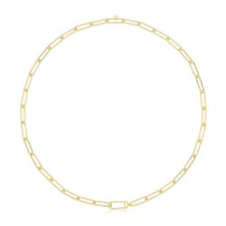 Silver Yellow Gold Plated Paperclip Link Necklet 