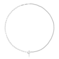 Silver Rhodium Plated T-bar Necklet 