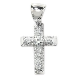 Silver Cz Cross Pendant 