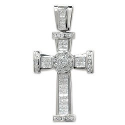 Silver Cz Cross Pendant 