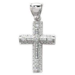 Silver Cz Cross Pendant 