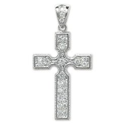 Silver Cz Cross Pendant 