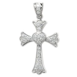 Silver Cz Cross Pendant 