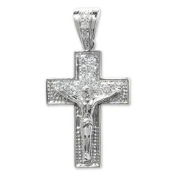 Silver Cz Crucifix Pendant 