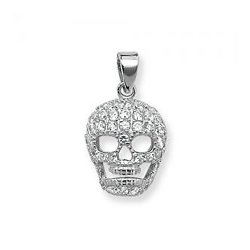Silver Cz Skull Pendant 