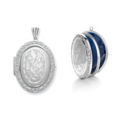 Silver Engraved Oval Family Locket 