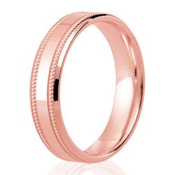 Iris 14ct Rose Gold Light Flat Court Diamond Cut Wedding Ring