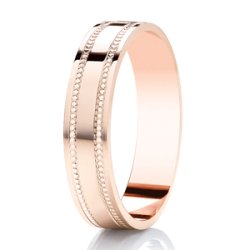Gaia 14ct Rose Gold Light Flat Court Diamond Cut Wedding Ring
