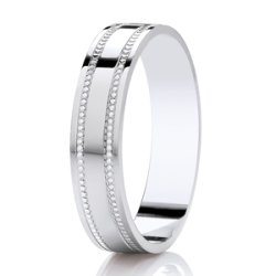 Gaia Platinum Light Flat Court Diamond Cut Wedding Ring