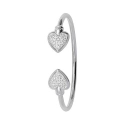 Silver Babies' Cz Heart Torc Bangle 