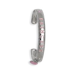 Silver Babies' Pink Heart Charm Princess Bangle 
