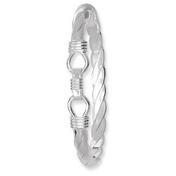 Silver Loop Catch Twisted Bangle 