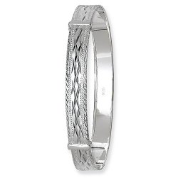 Silver Diamond Cut Expandable Bangle 