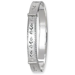 Silver Diamond Cut Expandable Bangle 