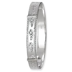 Silver Diamond Cut Expandable Bangle 