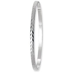 Silver Diamond Cut Round Bangle 