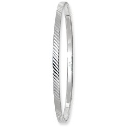 Silver Diamond Cut Round Bangle 