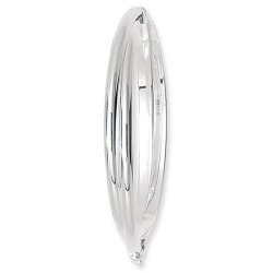 Silver D Shape Entwined Plain Hinged Bangle 