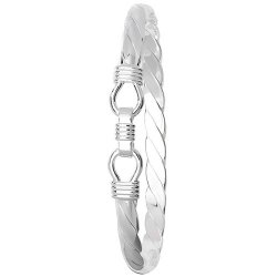 Silver Gents' Loop Catch Twisted Bangle 
