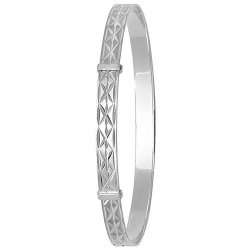 Silver Diamond Cut Expandable Bangle 