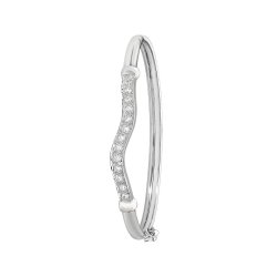 Silver Babies' Cz Wavy Hinged Bangle 