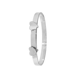 Silver Babies' Double Heart Expandable Bangle 